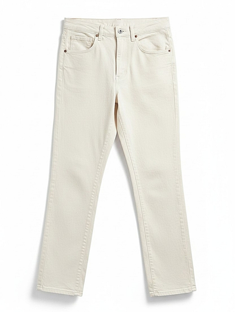 NEW! Zara White High-Rise White Straight Ankle Jeans